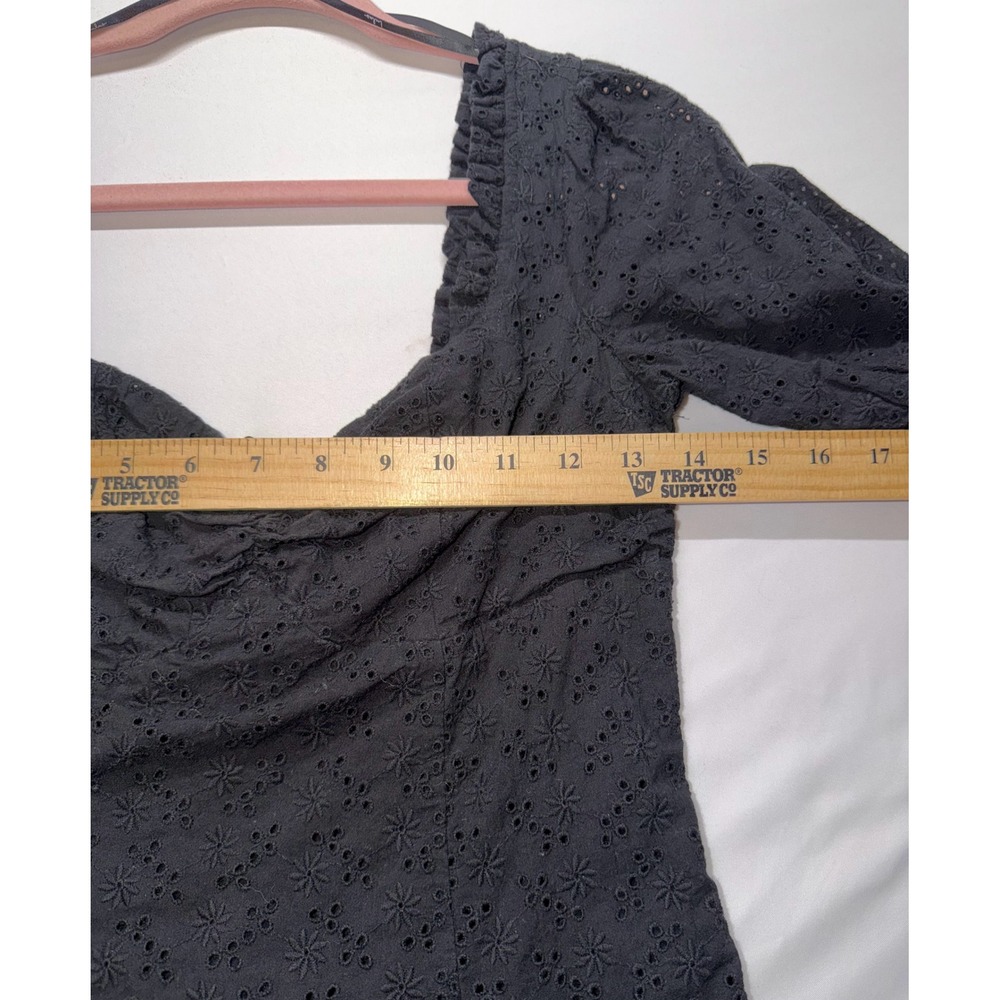 Lulus Dress Womens Small Black Eyelet Puff Sleeve Mini Cottagecore Boho - Picture 5 of 6